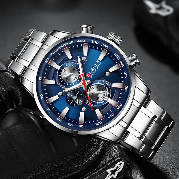 CURREN Men’s Luxury Quartz Watch – Sport Waterproof Chronograph