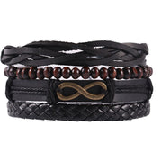 Black Leather Braided Bracelet for Men