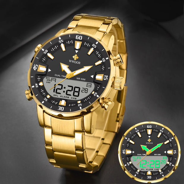 WWOOR Men’s Luxury Digital Sports Watch – Big LED Waterproof Quartz Wristwatch