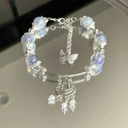Korean Crystal Bead Bracelet with Feather Charm