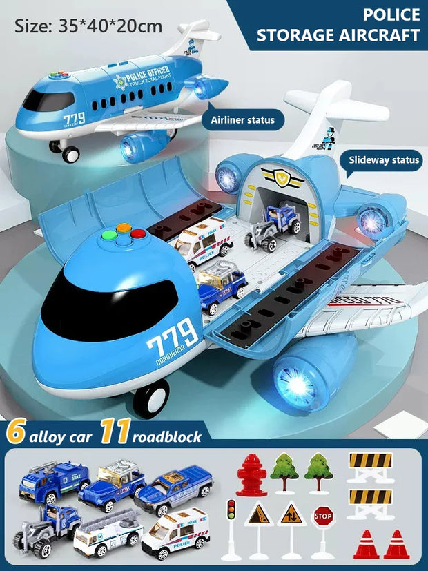 Large Airplane Toy with Mini Cars – Diecast Transport Aircraft Set