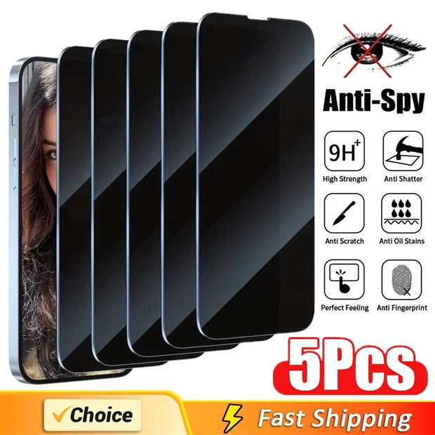 5PCS Full-Coverage Privacy Glass – Anti-Spy Screen Protector iPhone 11–16