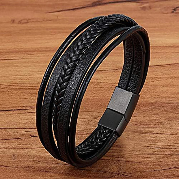 Men’s Black 5-Layer Bracelet – Stylish Wristwear